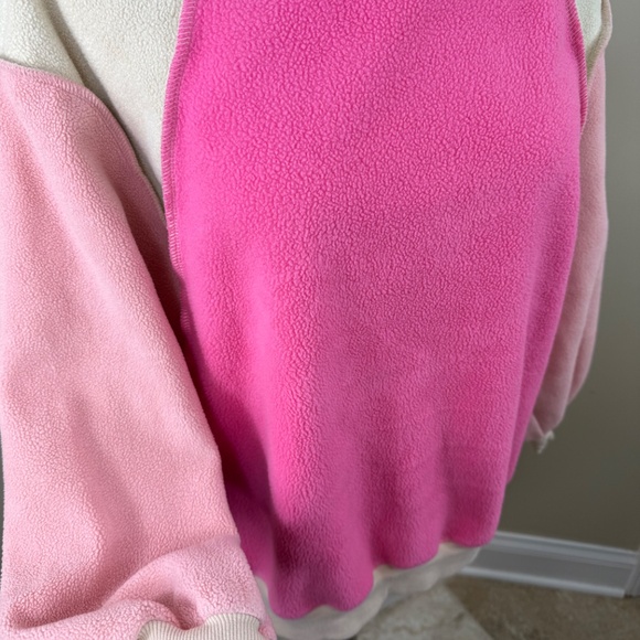 Hot Pink/Pale Pink Raw Hem Oversized Sweatshirt - Picture 3 of 5